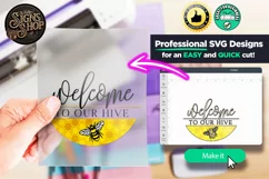 Welcome to our Hive | Bee SVG Door Hanger Sign | Cricut Product Image 5