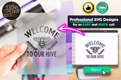 Welcome to our hive Vintage | Bee SVG Door Hanger Sign Product Image 5