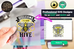 Welcome to our hive | Bee SVG Door Hanger Sign | Cricut file Product Image 5
