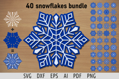 Snowflake svg bundle Layered ornament Christmas decor svg Product Image 1