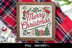 Retro Merry Christmas Clipart PNG Product Image 1