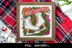Merry Christmas Ice Skates Png Product Image 3