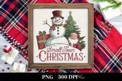 Retro Small Town Christmas Snow Man Png Product Image 3