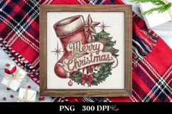 Merry Christmas Watercolor Stocking Png Product Image 3