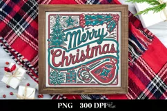 Retro Merry Christmas Clipart PNG Product Image 3