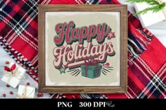 Retro Happy Holidays Clipart PNG Product Image 3