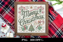 Retro Merry Christmas Clipart PNG Product Image 3