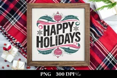 Retro Happy Holidays Christmas Png Product Image 3