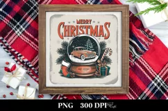 Retro Merry Christmas Snow Globe Png Product Image 1