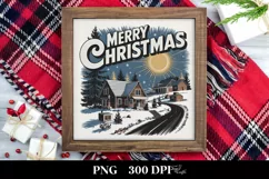 Merry Christmas Retro Illustration PNG Sublimation Product Image 3