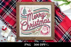 Retro Merry Christmas Clipart PNG Product Image 3
