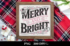 Retro Merry and Bright Christmas Png Product Image 1