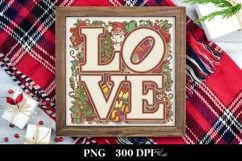 Love Christmas Retro Colorful Png Product Image 1