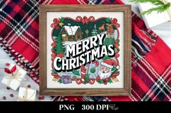 Retro Merry Christmas Clipart PNG Product Image 1