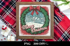 Retro Merry Christmas Clipart PNG Product Image 1