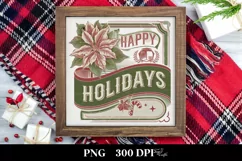 Retro Happy Holidays Clipart PNG Product Image 1