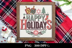 Retro Happy Holidays Dreidel Png Product Image 3