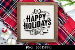 Retro Happy Holidays Clipart PNG Product Image 1
