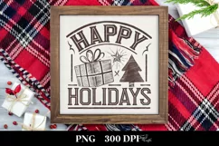 Retro Happy Holidays Clipart PNG Product Image 3