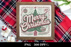 Merry Christmas Retro Illustration PNG Sublimation Product Image 1