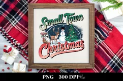 Retro Small Town Christmas Clipart PNG Product Image 1