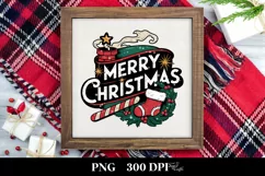 Retro Merry Christmas Clipart PNG Product Image 3