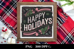 Retro Happy Holidays Christmas Png Product Image 3