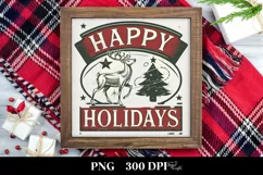 Retro Happy Holidays Reindeer Png Product Image 3