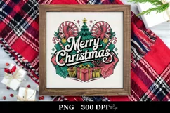 Retro Merry Christmas Clipart PNG Product Image 1