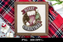 Merry Christmas Watercolor Stocking Png Product Image 3