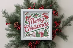 Retro Merry Christmas Clipart PNG Product Image 3