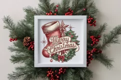 Merry Christmas Watercolor Stocking Png Product Image 4