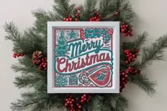 Retro Merry Christmas Clipart PNG Product Image 4