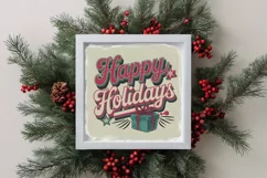 Retro Happy Holidays Clipart PNG Product Image 4