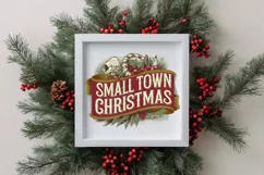 Retro Small Town Christmas Clipart PNG Product Image 1