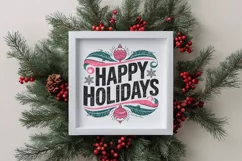 Retro Happy Holidays Christmas Png Product Image 4