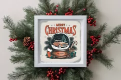 Retro Merry Christmas Snow Globe Png Product Image 3