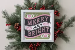 Retro Merry and Bright Christmas Png Product Image 1