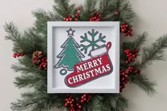 Retro Merry Christmas Clipart PNG Product Image 1