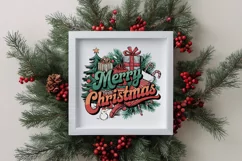 Retro Merry Christmas Clipart PNG Product Image 4