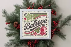 Retro Believe Christmas Clipart PNG Product Image 3
