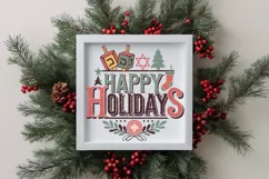 Retro Happy Holidays Dreidel Png Product Image 4