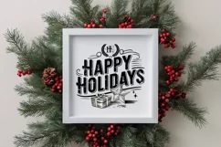 Retro Happy Holidays Clipart PNG Product Image 3