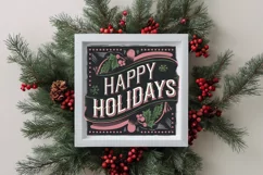 Retro Happy Holidays Christmas Png Product Image 1