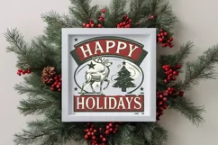 Retro Happy Holidays Reindeer Png Product Image 1