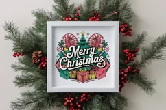 Retro Merry Christmas Clipart PNG Product Image 3