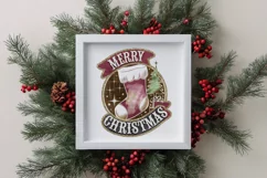 Merry Christmas Watercolor Stocking Png Product Image 1