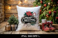 Merry Christmas Poinsettia PNG Product Image 1