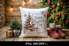 Retro Happy Christmas Day Png Product Image 5