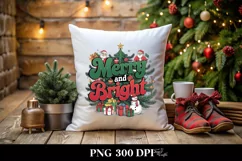 Retro Merry and Bright Christmas Png Product Image 1